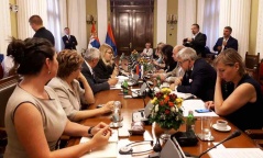 17 July 2017 The members of the Committee on Finance, State Budget and Control of Public Spending in meeting with the delegations of the State Audit Institution and the European Parliament Committee on Budgets